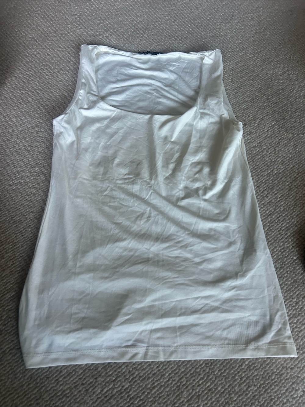 Zara White Scoop Neck Tank Top